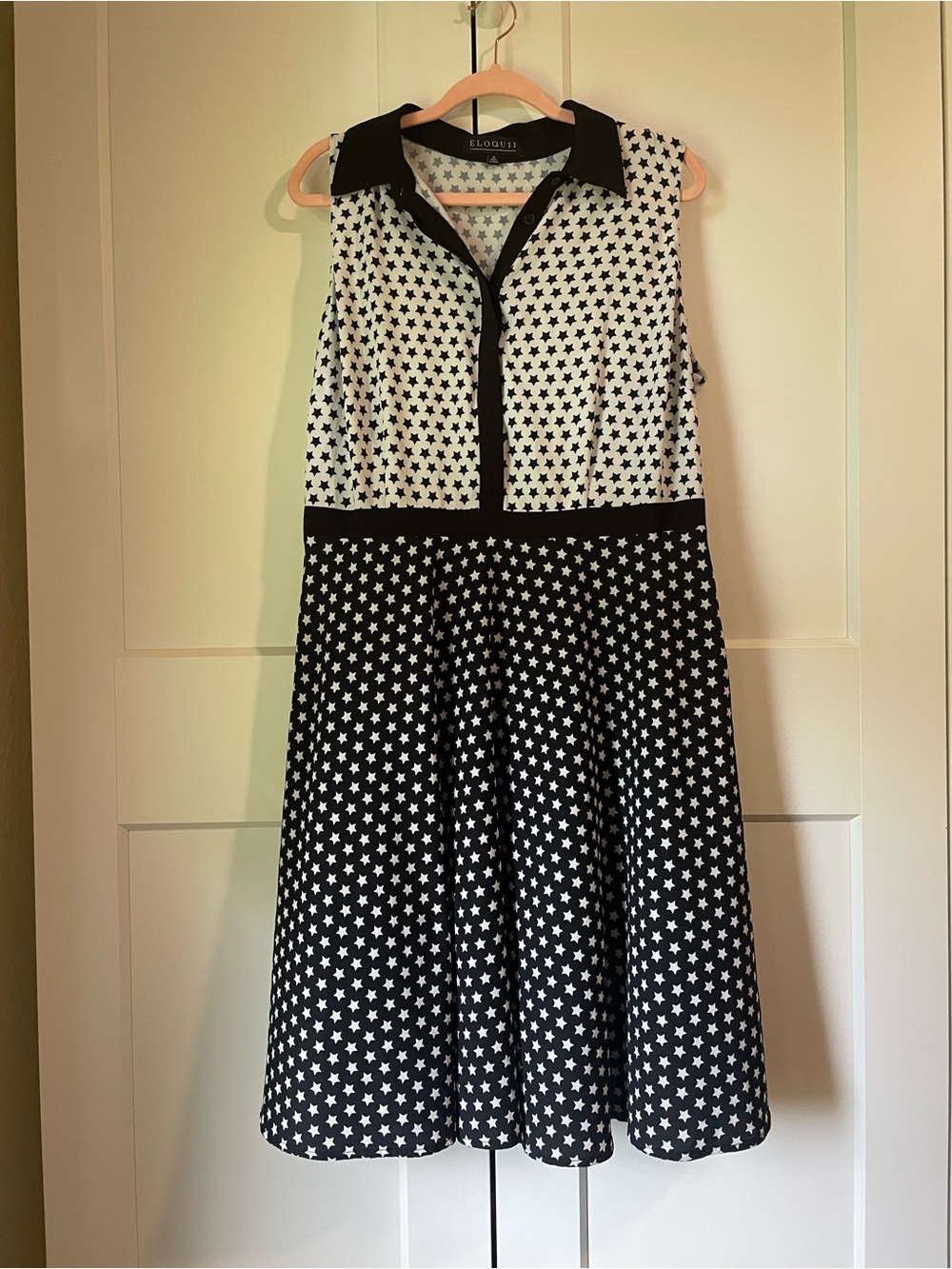 Eloquii Black & White Star Print Sleeveless Dress